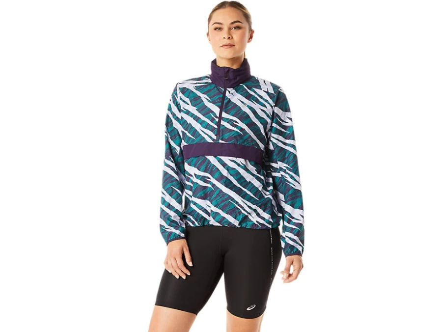 ASICS Women's Wild Camo Anorak Jacket in Night Shade & Velvet Pine - Waterproof Outdoor Hiking Coat
