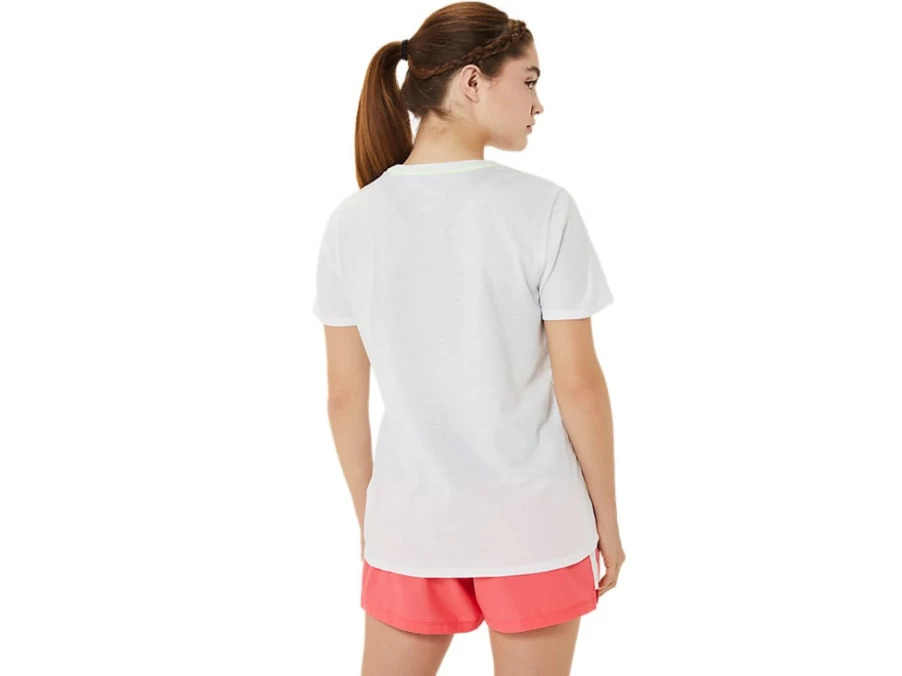 ASICS Women's Brilliant White Short Sleeve Graphic T-Shirt with WCH Design