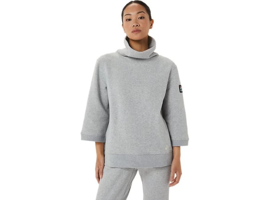 ASICS Women's W Sunday Fleece Cowl Neck Pullover - Light Grey Heather