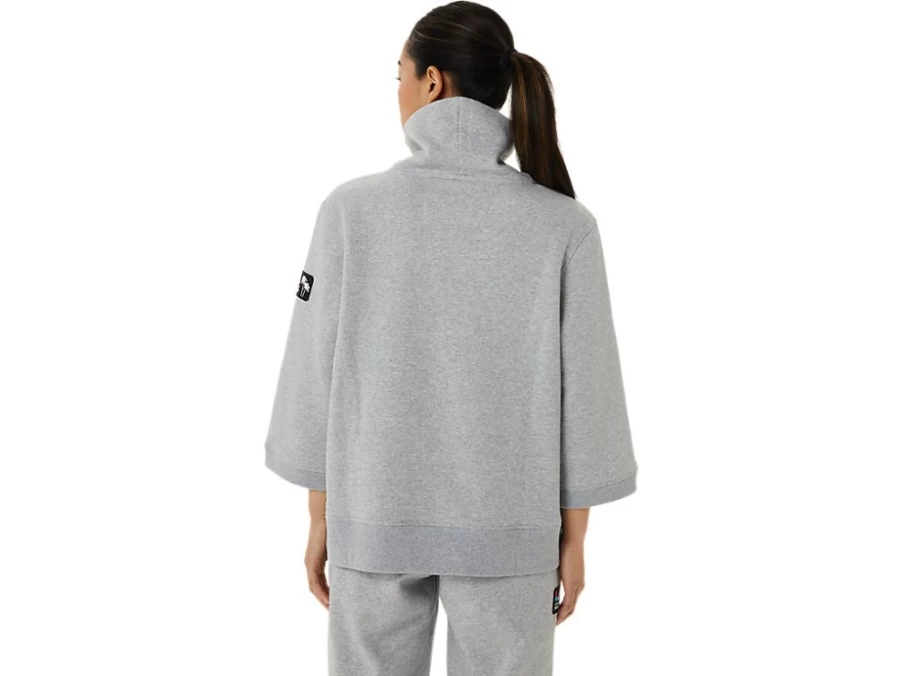 ASICS Women's W Sunday Fleece Cowl Neck Pullover - Light Grey Heather