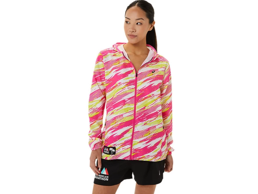 ASICS Women's Pink Glo Ready-Set Jacket - Lightweight Running Jacket for Women