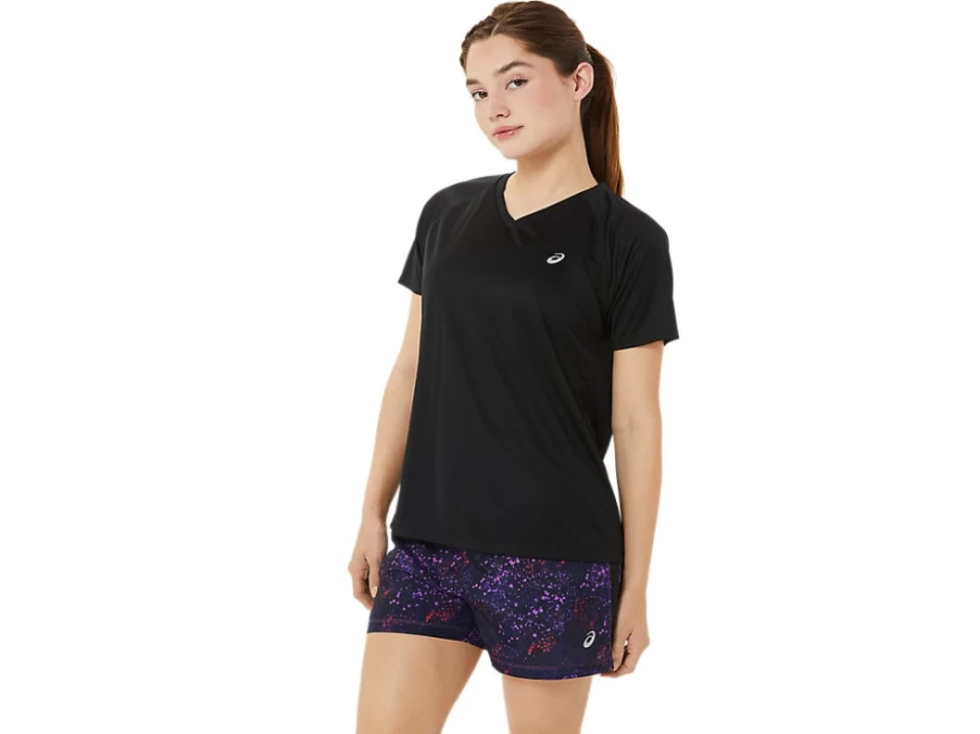ASICS Women's Ready-Set Lyte V-Neck Performance Black Running Top