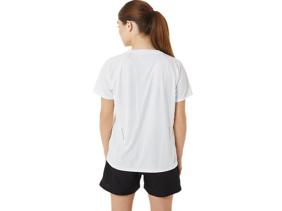 ASICS Women's Ready-Set Lyte V-Neck T-Shirt - Brilliant White - Lightweight Running Top
