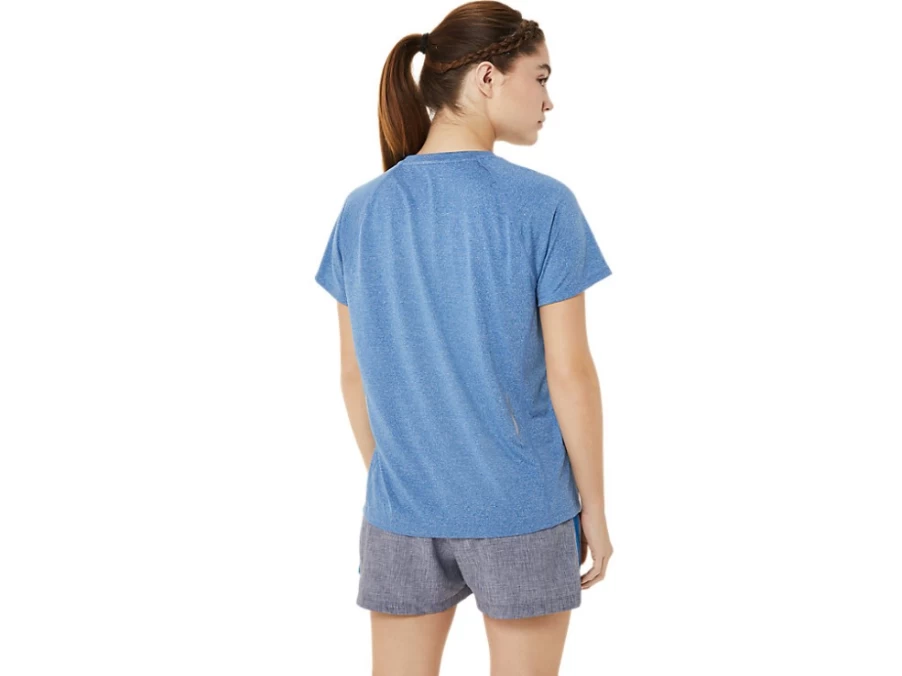 ASICS Women's Ready-Set Lyte V-Neck T-Shirt - Lake Drive Heather - Lightweight Running Top