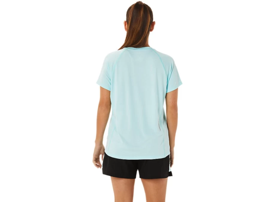 ASICS Women's Ready-Set Lyte V-Neck T-Shirt - Clear Blue Heather - Lightweight Running Top