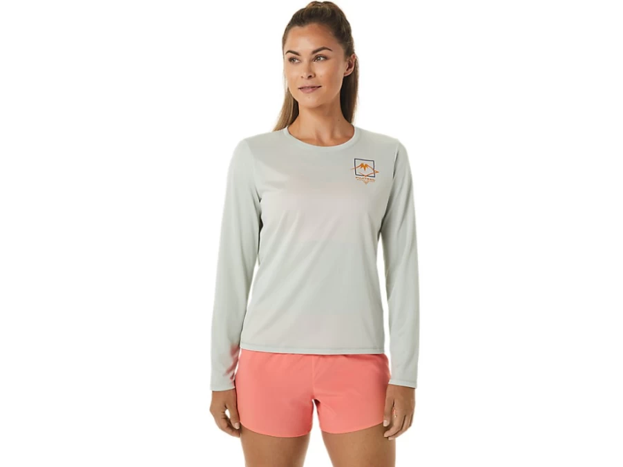 ASICS Women's Light Sage FujiTrail Logo Long Sleeve Top