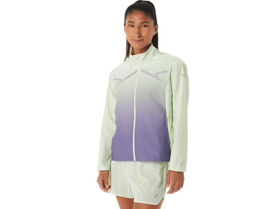 ASICS Women's Lite-Show Jacket in Whisper Green & Dusty Purple - Lightweight Running Jacket