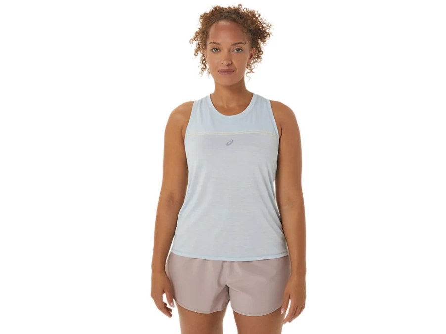 ASICS Women's Sky/Cream Race Running Tank Top – Lightweight Performance Workout Shirt