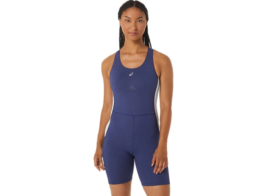 ASICS Women's Nagino Run Unitard - Indigo Blue Heather/Sky - Athletic One-Piece for Running & Training