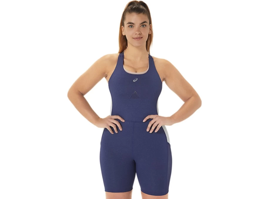 ASICS Women's Nagino Run Unitard - Indigo Blue Heather/Sky - Athletic One-Piece for Running & Training