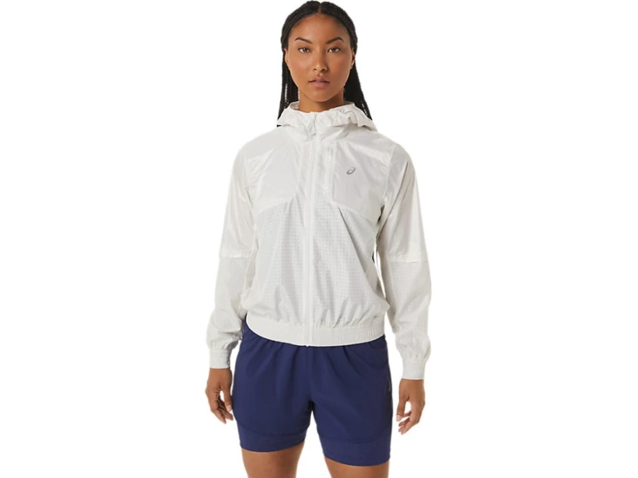ASICS Women's Cream Nagino Run Jacket – Lightweight Running Windbreaker for Women