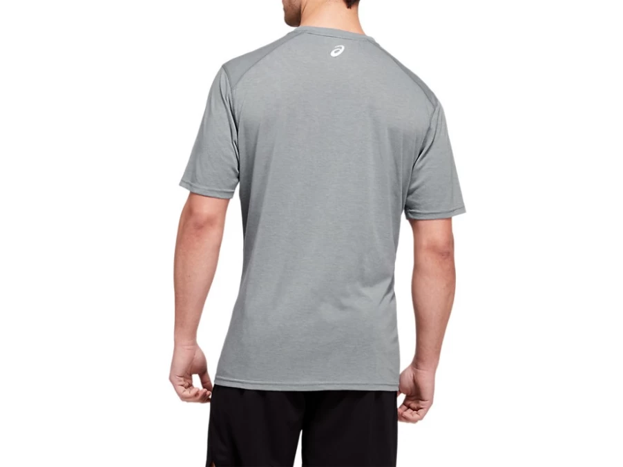 ASICS Men's Triblend Training Short Sleeve Top - Sheet Rock Heather/Brilliant White Athletic Shirt