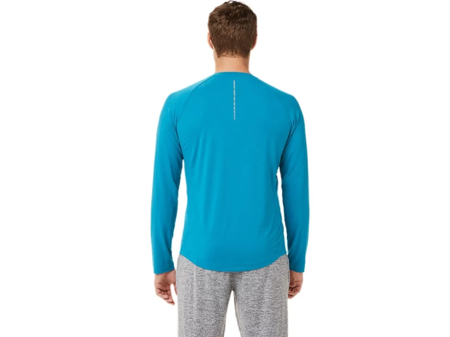 ASICS Men's M PERF LS Henley Teal Blue Heather Long Sleeve Performance Shirt