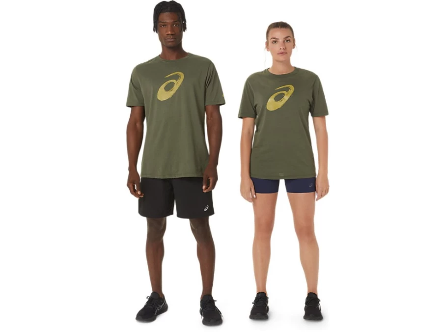 ASICS Unisex Olive Canvas Paintbrush Short Sleeve Tee
