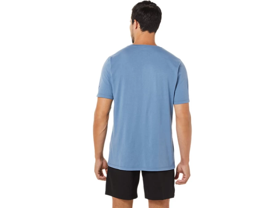ASICS Unisex Storm Blue Paintbrush Graphic Short Sleeve T-Shirt