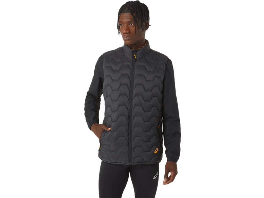 ASICS Men's M Reverse Insulated Vest in Graphite Grey/Amber
