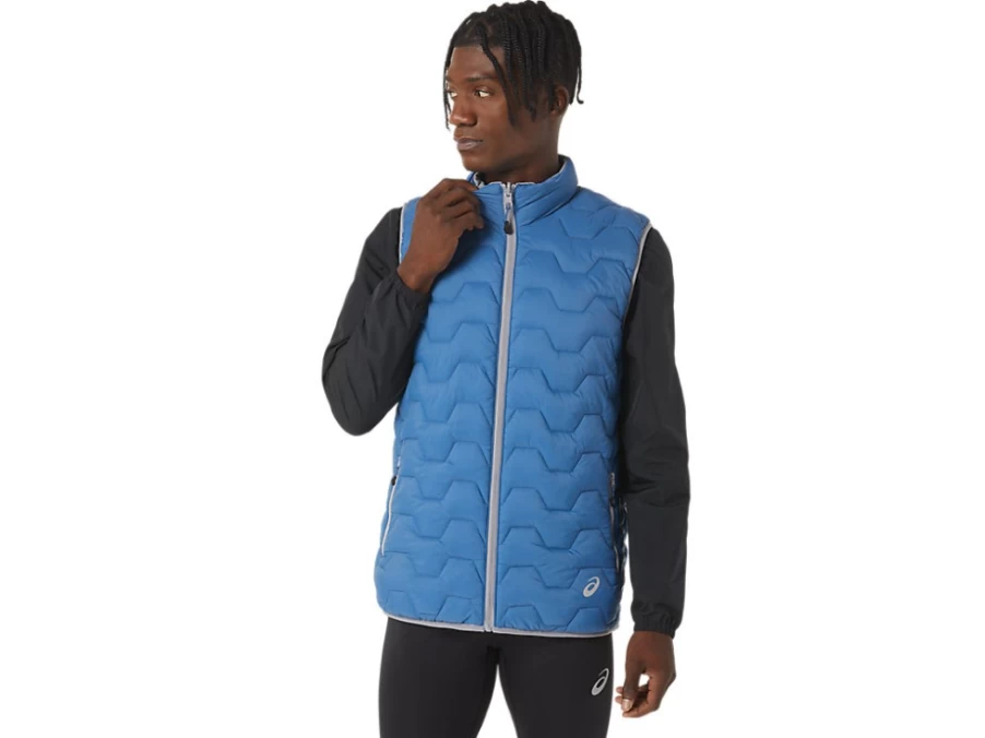 ASICS Men's Azure/Sheet Rock Reverse Insulated Vest - M REVERSE INS VEST
