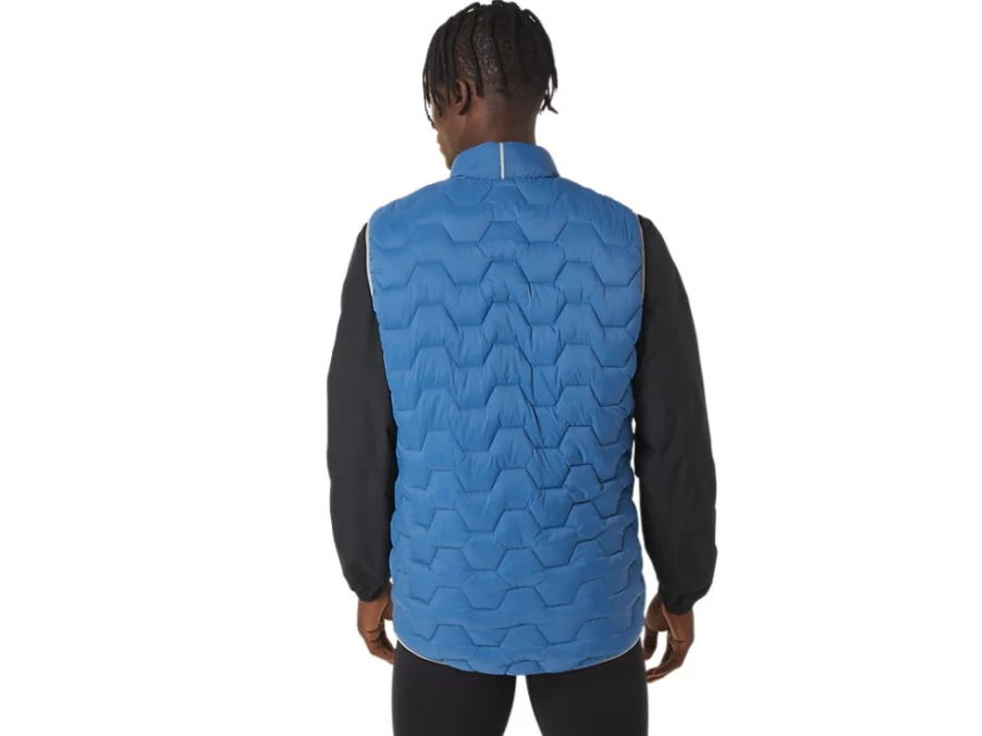 ASICS Men's Azure/Sheet Rock Reverse Insulated Vest - M REVERSE INS VEST