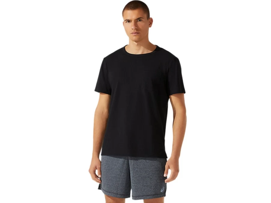 ASICS Men's Performance Black Patched Pocket Short Sleeve T-Shirt