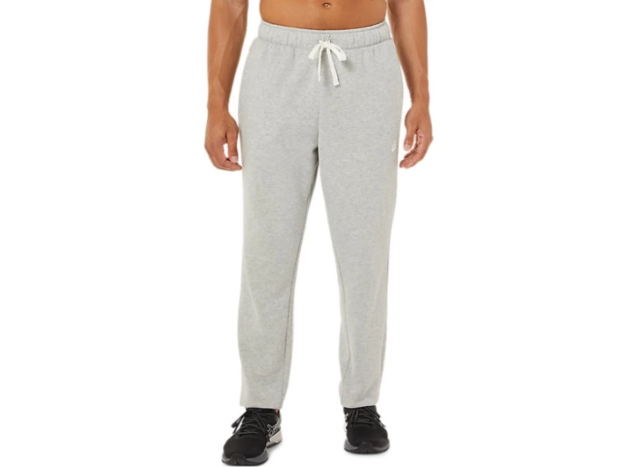 ASICS Men's Light Grey Heather Fleece Tapered Pants - Comfort Athletic Joggers