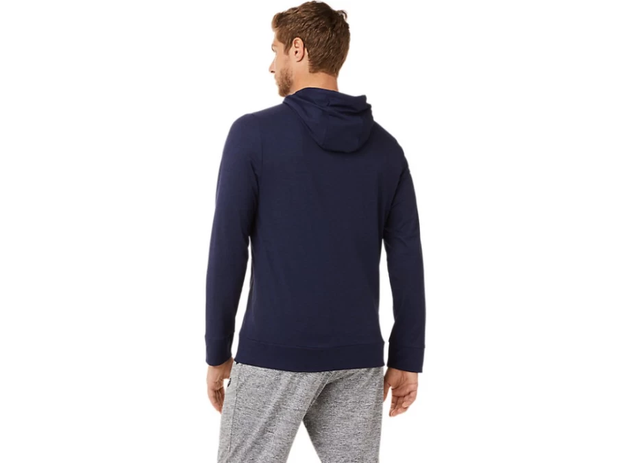 ASICS Men's Peacoat Heather Tech Pullover Hoodie - Lightweight Performance Sweatshirt