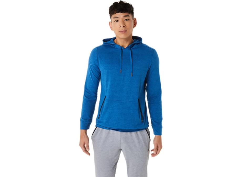 ASICS Men's Lake Drive Heather Tech Pullover Hoodie - Lightweight Performance Sweatshirt
