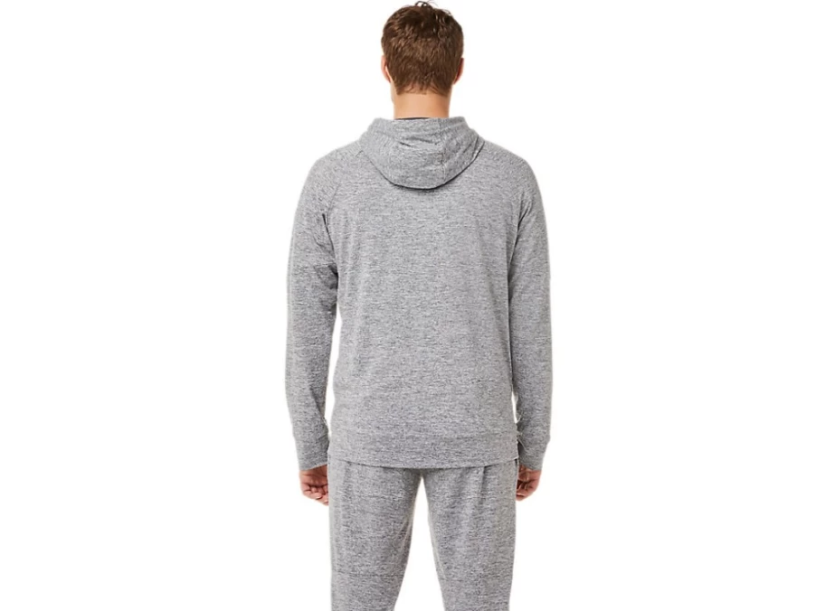 ASICS Men's Carrier Grey Heather Tech Full Zip Hoodie - Lightweight Performance Sweatshirt