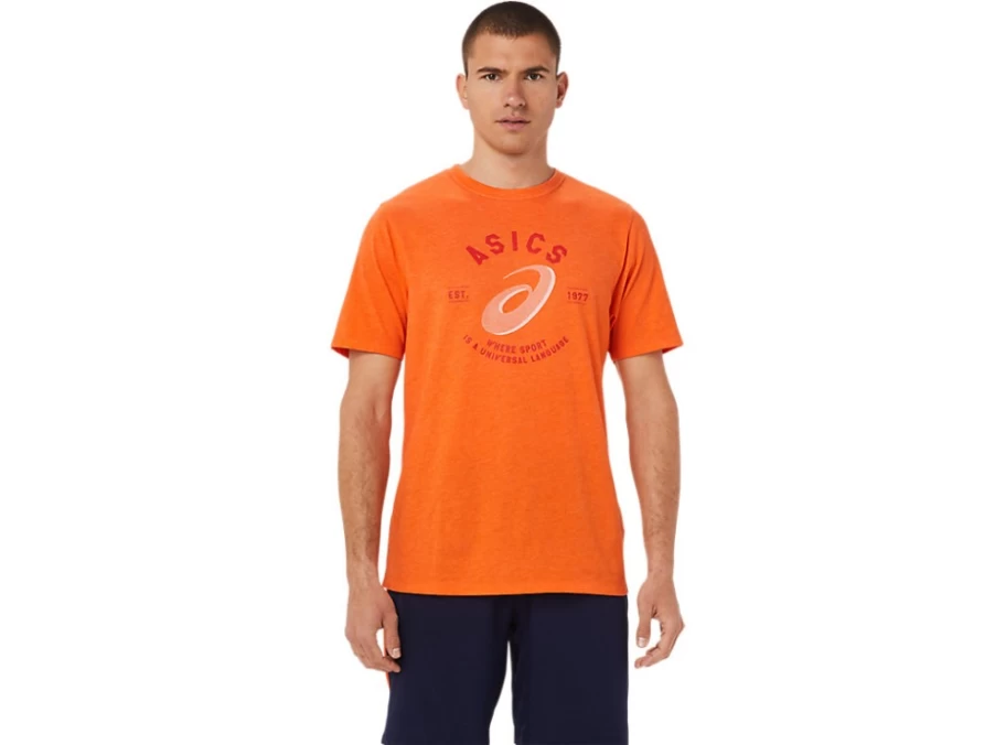 ASICS Men's XG M Spiral A Universal Lang T Shirt in Marigold Heather
