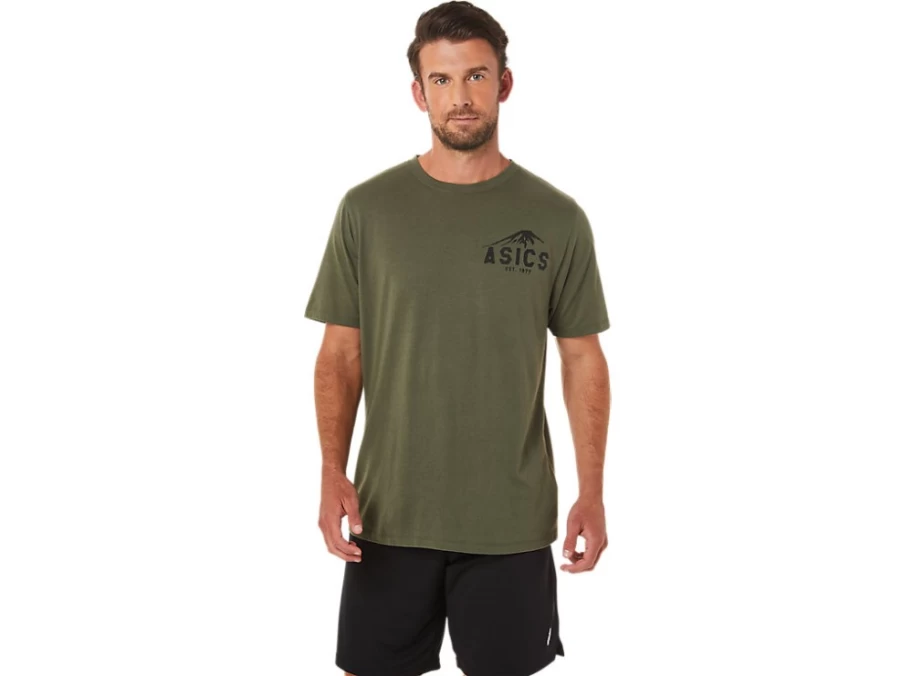 ASICS Unisex Olive Canvas Vintage 1977 Fuji Graphic Tee
