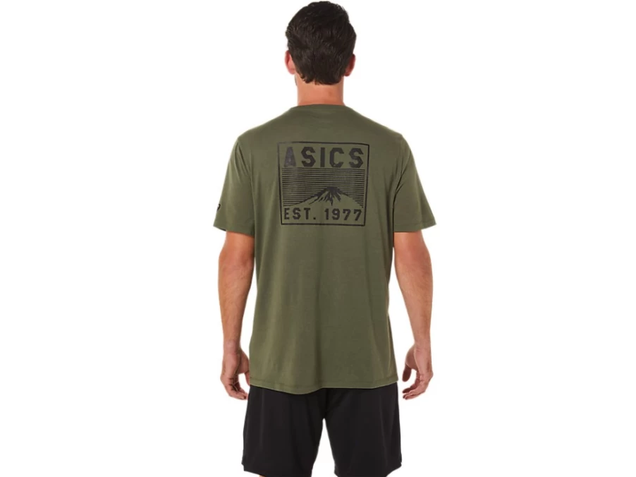 ASICS Unisex Olive Canvas Vintage 1977 Fuji Graphic Tee