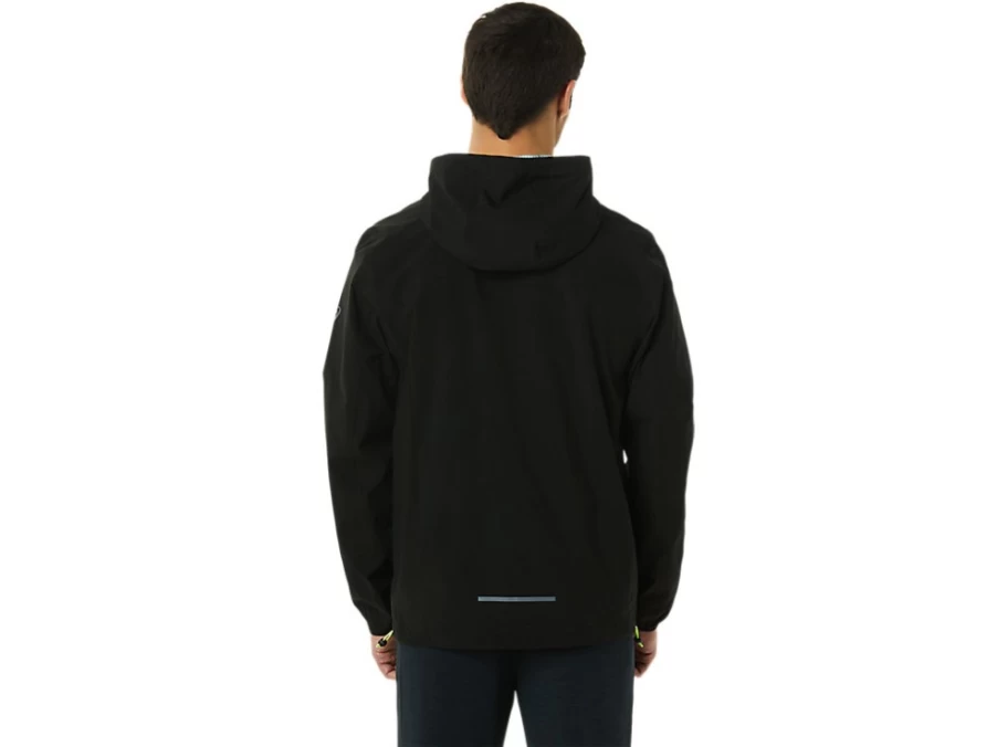 ASICS Men's Performance Black & Hazard Green Waterproof Running Jacket