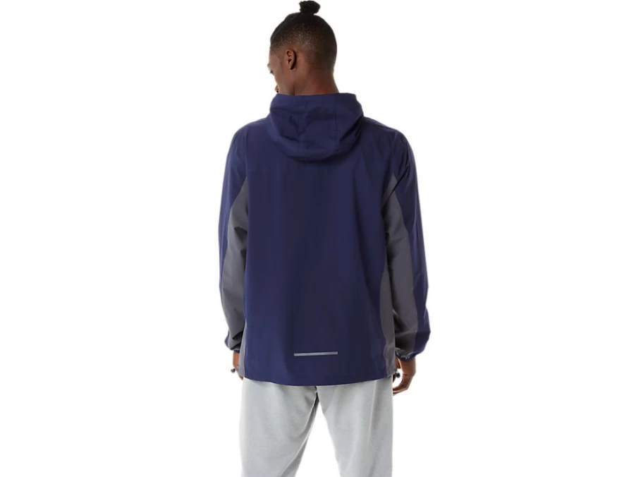 ASICS Men's Peacoat/Carrier Grey Waterproof Jacket - Lightweight Outdoor Windbreaker