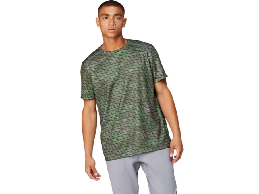ASICS Men's Lichen Green Graphic Short Sleeve T-Shirt - Seasonal Casual Top
