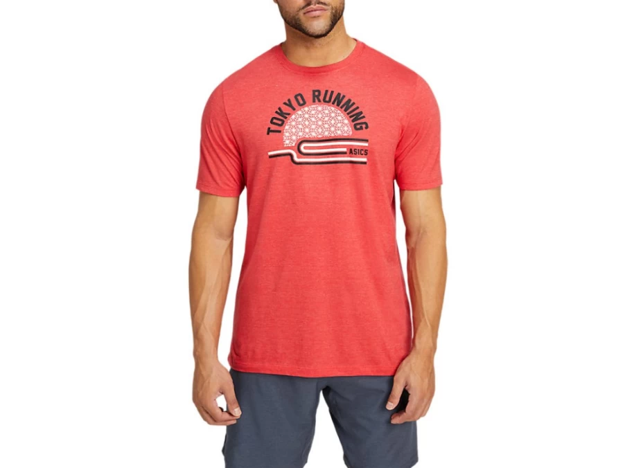 ASICS Men's M Team Tokyo Tee - Classic Red Heather T-Shirt