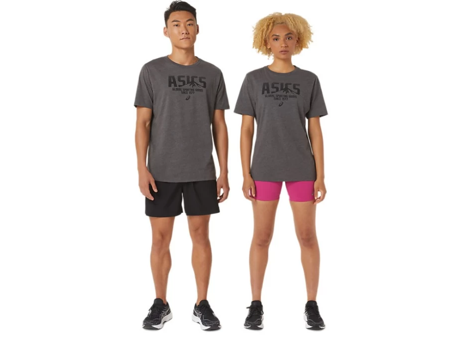 ASICS 1977 MTN Unisex Dark Grey Heather Vintage T-Shirt Retro Athletic Tee