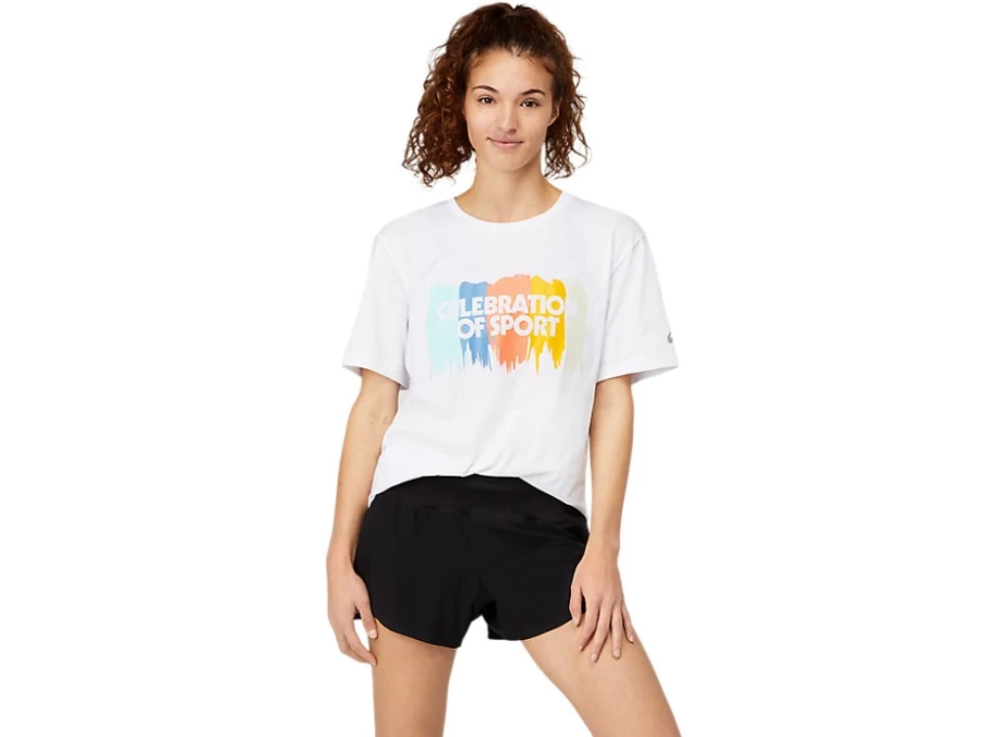 ASICS Unisex Brilliant White Graphic Short Sleeve Top