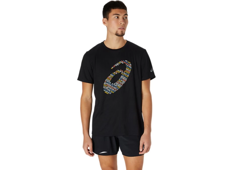 ASICS Unisex Performance Black Logo Print Short Sleeve Top