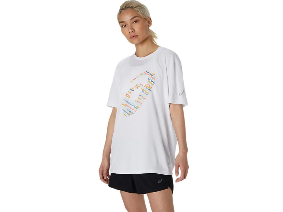 ASICS Unisex Brilliant White Logo Print Short Sleeve Top