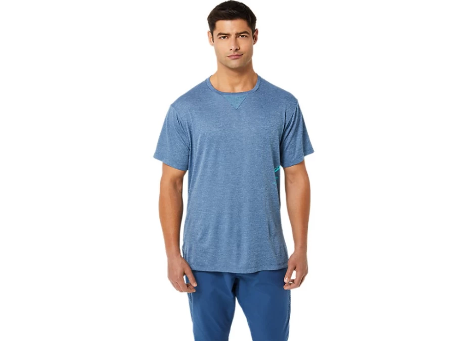 ASICS Men's Actibreeze Jacquard Short Sleeve Top - Grand Shark Heather