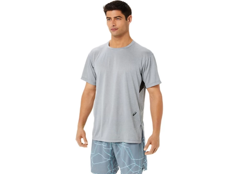 ASICS Men's Gel-Cool Short Sleeve Shirt - Sheet Rock Heather, Moisture-Wicking Performance Top