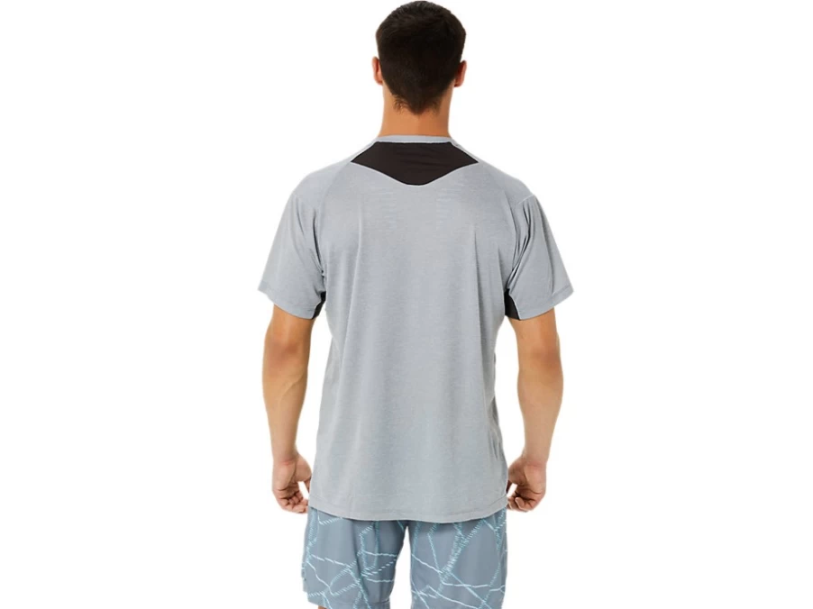 ASICS Men's Gel-Cool Short Sleeve Shirt - Sheet Rock Heather, Moisture-Wicking Performance Top