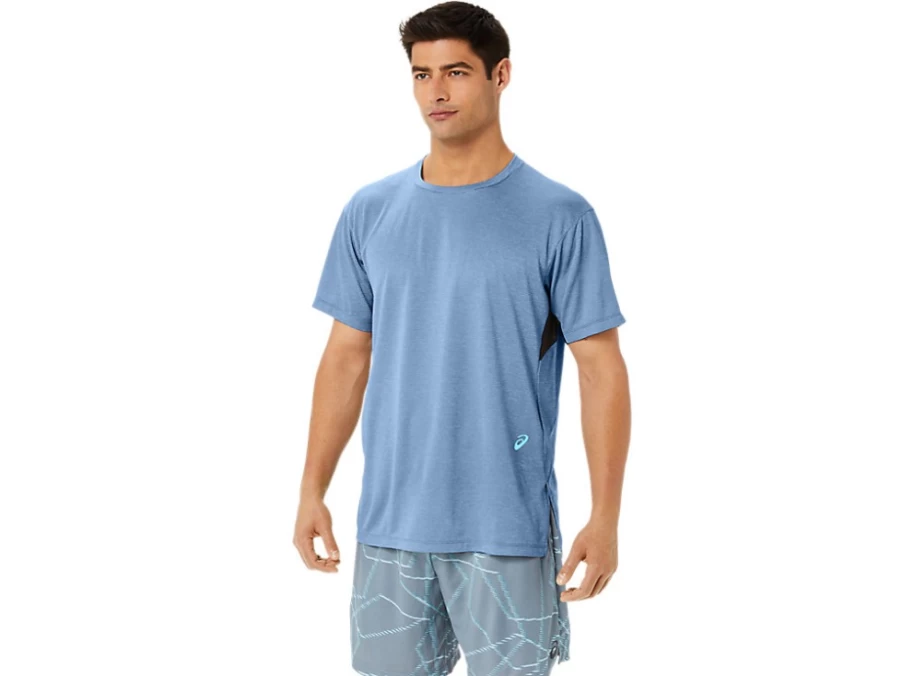ASICS Men's Gel-Cool Grand Shark Heather Short Sleeve Running Top
