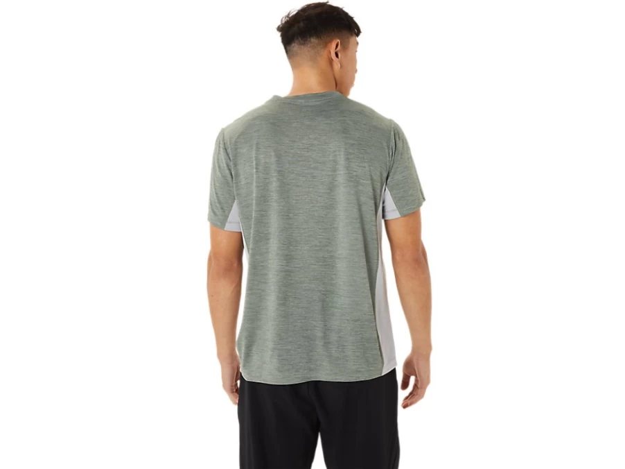 ASICS Men's M Train Sana Short Sleeve T-Shirt - Lichen Green/Piedmont Grey