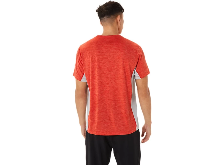 ASICS Men's M Train Sana Short Sleeve T-Shirt - Fiery Red/Piedmont Grey - Athletic Performance Top