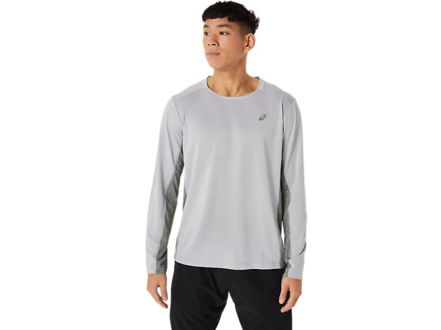 ASICS Men's Train Sana Long Sleeve Shirt - Piedmont Grey/Lichen Green - Running & Training Top