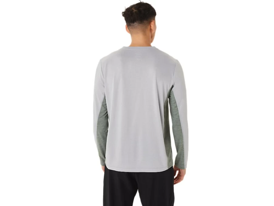 ASICS Men's Train Sana Long Sleeve Shirt - Piedmont Grey/Lichen Green - Running & Training Top