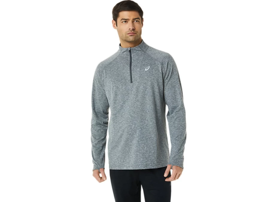 ASICS Men's Sana 1/2 Zip Pullover - Dark Grey Heather Athletic Training Top