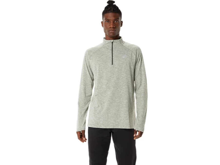 ASICS Men's Sana 1/2 Zip Pullover - Lichen Green Heather Running Top