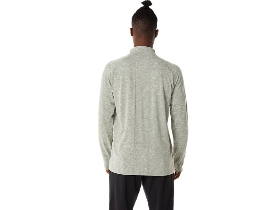 ASICS Men's Sana 1/2 Zip Pullover - Lichen Green Heather Running Top
