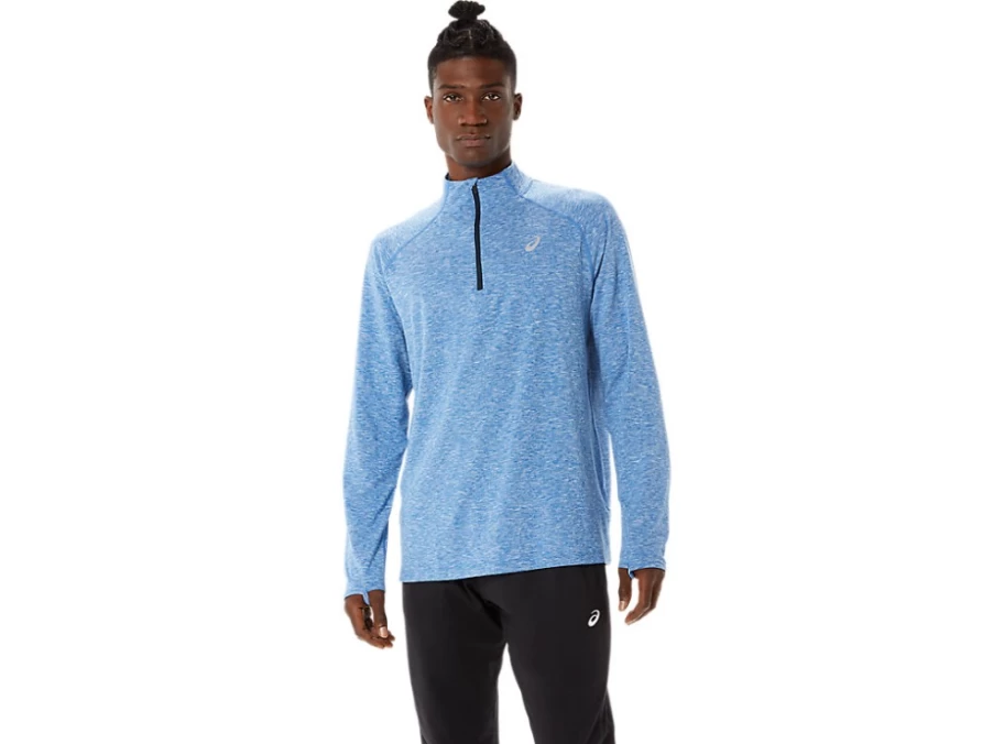 ASICS Men's Sana 1/2 Zip Pullover - Lake Drive Heather/French Blue Athletic Training Top